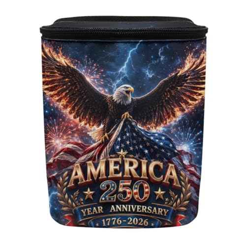 Image of American 250th Car Hanging Trash Can Eagle Patriotic Garbage Can with Adjustable Straps Universal Car Accessories Interior for SUV Trucks