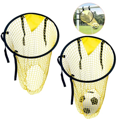 NICEWAT 2 porte da calcio, rete di destinazione, 45 x 60 cm, colore giallo, per porta da calcio, per bambini, adulti, con cinghie regolabili