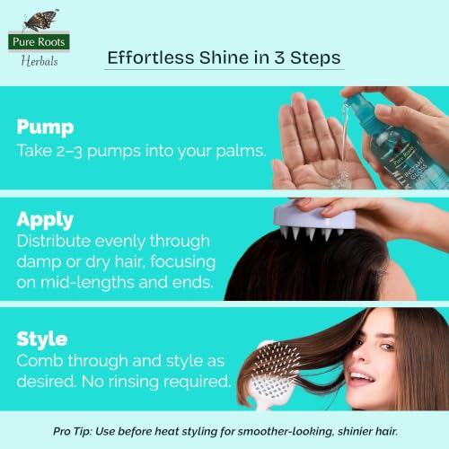 Image of Pure Roots Keratin Hair Serum 100ml (Pack of 3) for Protection and Shine, Dry, Flyaway & Frizzy Hair | Instant Shine & Smoothness | Regular Us | Soft & Silky Touch -Total - 300ml