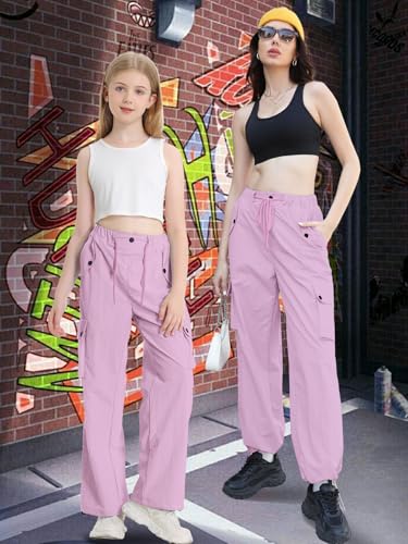 Image of Cromoncent Cargo Pants Girls & Women Parachute Pants Y2K Baggy Rave Clothes Waterproof with Pockets