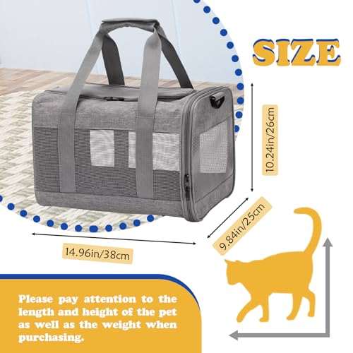 Image of Pet Carrier Bag for Cats,Cat Soft-Sided Carriers Collapsible Ventilated Breathable Puppy Carrier for Small Dogs Airline Approved Kitty Carrier for Small Medium Cat Puppy Under to 12 Lb(Grey)