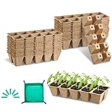 SUMGROW 120 Cells Seed Starter Trays, Plant Germination Trays, Peat Pots for Seedling with Potting Mat and Labels, Pack of 12, 10-Cell Each