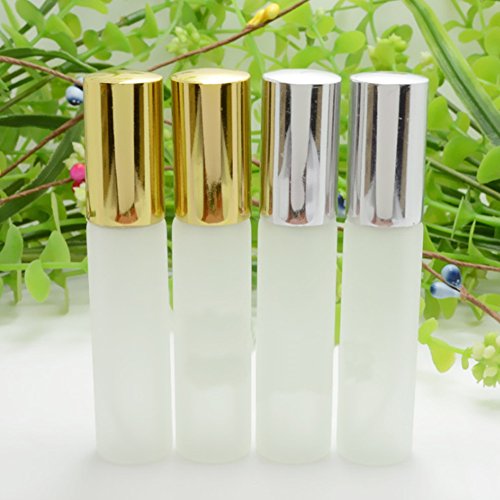 Enslz Lot de 6 flacons vaporisateurs en verre givré - 10 ml - Rechargeables - Pour parfum - 2 pipettes de 3 ml (doré) - Image 6