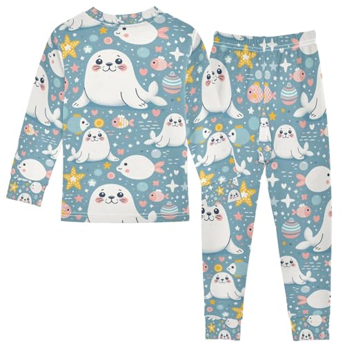 senya Cute Seal Pajamas Set Long Sleeve Soft Cotton Sleepwear 2 Piece2