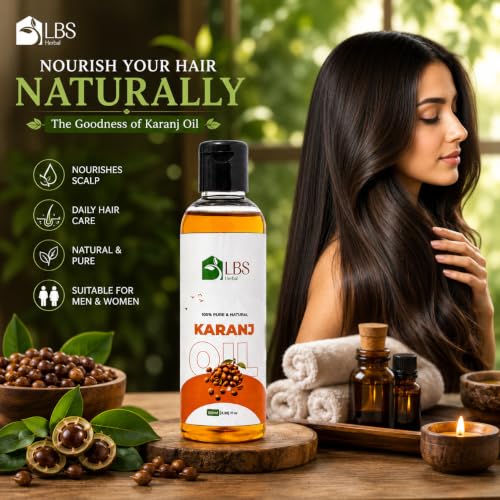 Image of Pure Karanj Oil 100% Extra Virgin Cold Pressed | Natural Carrier Oil for Hair, Scalp & Skin Care | Deep Moisturizing Hair Oil for Dry Scalp & Healthy Looking Hair | 100ml (Pack of 1)