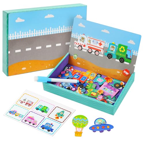 Aolso Magnetpuzzles für Kinder, 3–5 Jahre Magnetspiel, 3-in-1- Magnetpuzzles, Tierpuzzlebuch für Kleinkinder, Reisespiele und Reisespielzeug, Lernmagnet-Geschenk für den Roadtrip