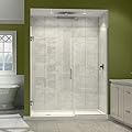 DreamLine Unidoor Plus 57 1/2 - 58 in. W x 72 in. H Frameless Hinged Shower Door in Brushed Nickel, SHDR-245757210-04