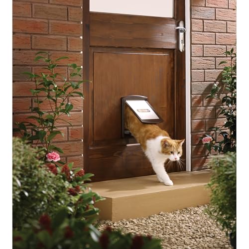 PetSafe Original 2-Way - Haustiertür mit beidseitiger Öffnung - Manuelle Verriegelung, robuster Rahmen, Klein, Braun