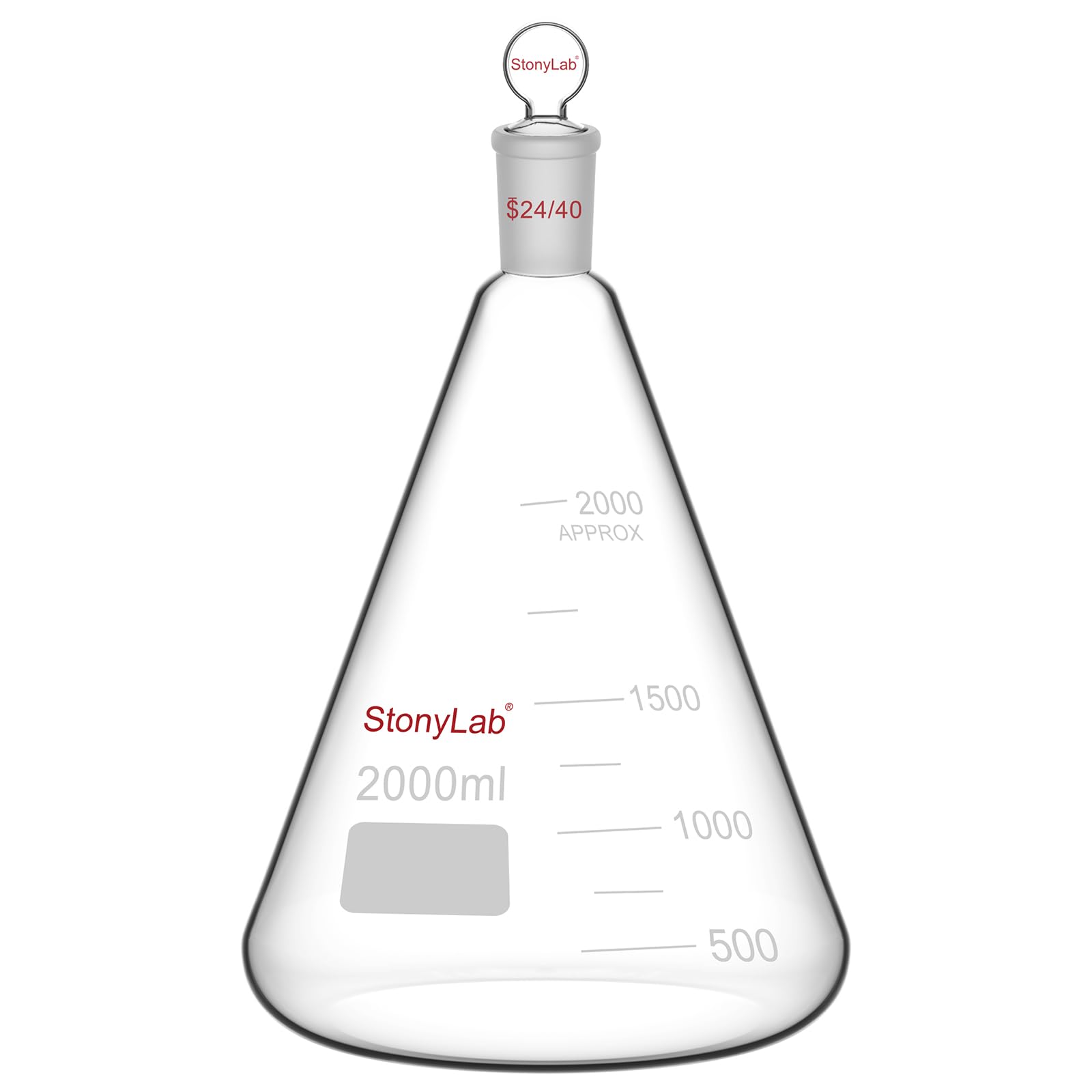 stonylab Glass 24/40 Erlenmeyer Flask with Stopper, 500 ml Borosilicate Glass Heavy Wall Flask with 24/40 Standard Taper Outer Joint and Glass Stopper — Amazon image 12