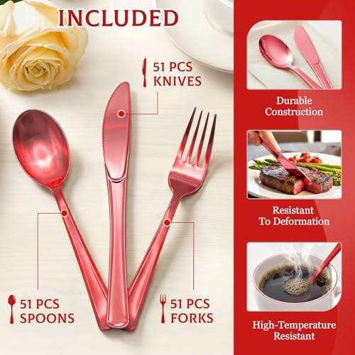 153 Pack Disposable Plastic Silverware Set Cutlery Set - image 3