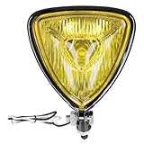 Tbest Triangle Headlight, 12V 55W Triangle Headlight Yellow Lens Black Housing Fit for All Retro Motorcycles ATVs