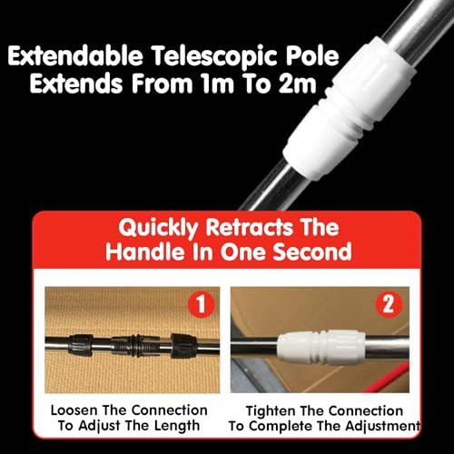 Llana Autonivelable Hormigón Acero Inoxidable Mango Telescópico 120-200cm Herramienta Resistible para Pisos y Construcción Fácil Transporte