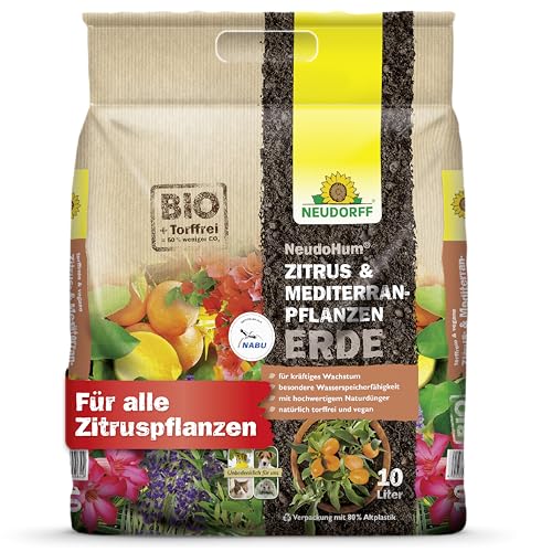 Neudorff NeudoHum Citrus & Mediterránea Tierra para frutas sanas y sabrosas como palmas, adelfas, limones, trompeta de ángel y co., 10 litros