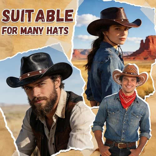 Image of Cowboy Hat Bands for Men and Women,Hatbands Belt for Cowboy /Western /Fedora /Cowgirl Hats Multicolor