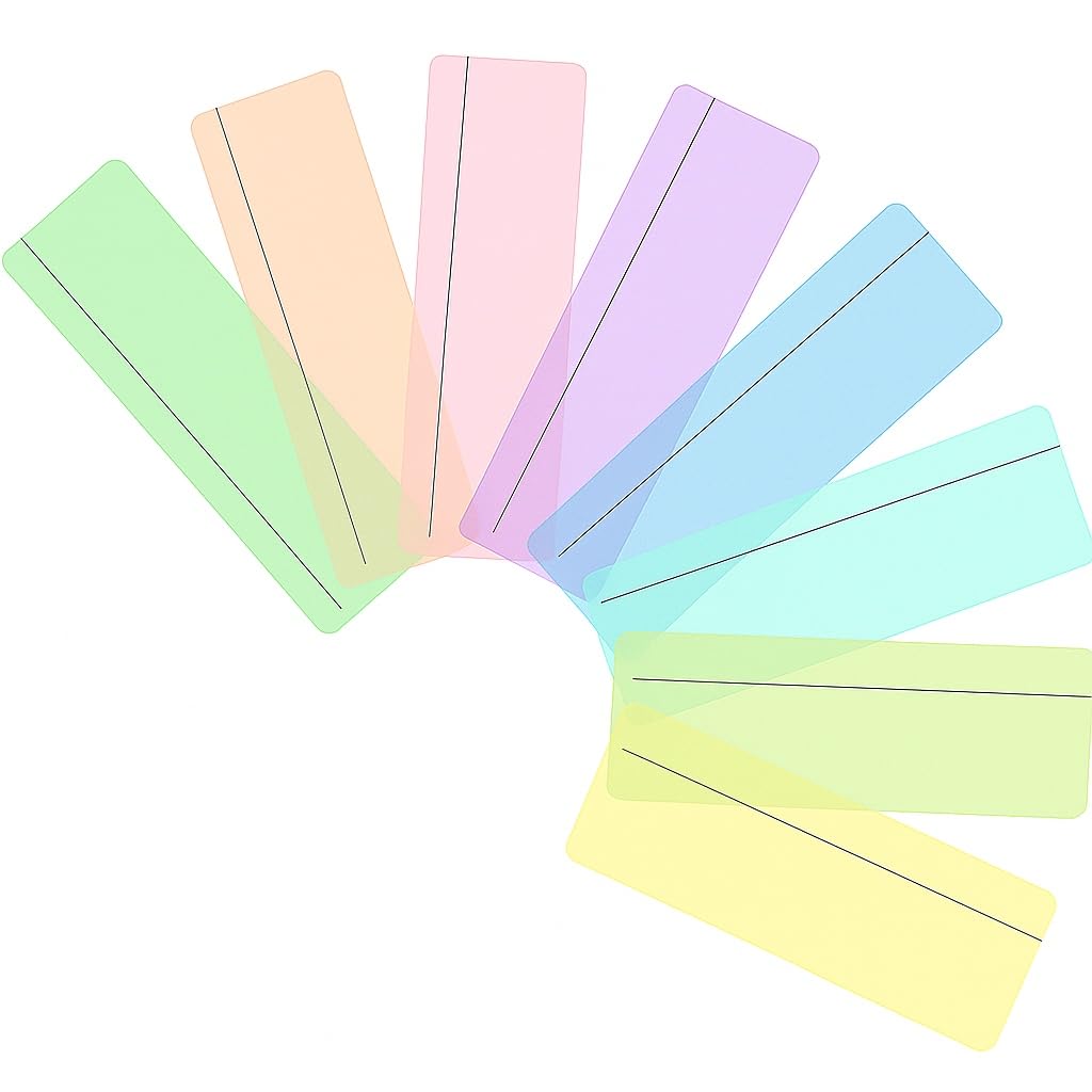 8PCS Dyslexia Aids Coloured Overlays for Reading – Visual Stress Relief Sheets for ADHD, Irlen Syndrome – Reading Strips, Line Highlighters & Bookmark Guides