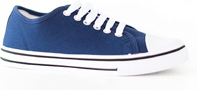 Ladies Unisex Flat Casual LACE UP Girls Pumps Canvas Plimsolls Womens Trainers Shoes Gym Sports Trainers Lightweight Comfortable PE