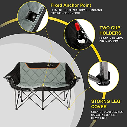 FAIR WIND Oversized Fully Padded Camping Chair Folding Loveseat Camping Couch Double Duo Chair Heavy Duty Quad Fold Arm Chair with Cup Hold の商品画像 6