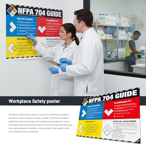Image of NFPA 704 Guide Poster - Hazard Rating Fire Diamond Chart for Chemical Safety, NFPA Hazard Identification Chart for Laboratories, Warehouses & Industrial Safety Compliance
