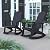 Flash Furniture Savannah Poly Resin Wood Adirondack Rocking Chair - All Weather Black Polystyrene - Stainless Steel Hardware - Set of 2