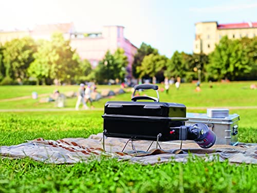 Weber Go-Anywhere Holzkohlegrill/Tragbarer Grill mit klappbaren Beinen, Kompaktes Design für Camping und Picknicks, Robuste Emaille, Präzise Temperaturregelung, 42 x 26 cm Grillfläche, Schwarz