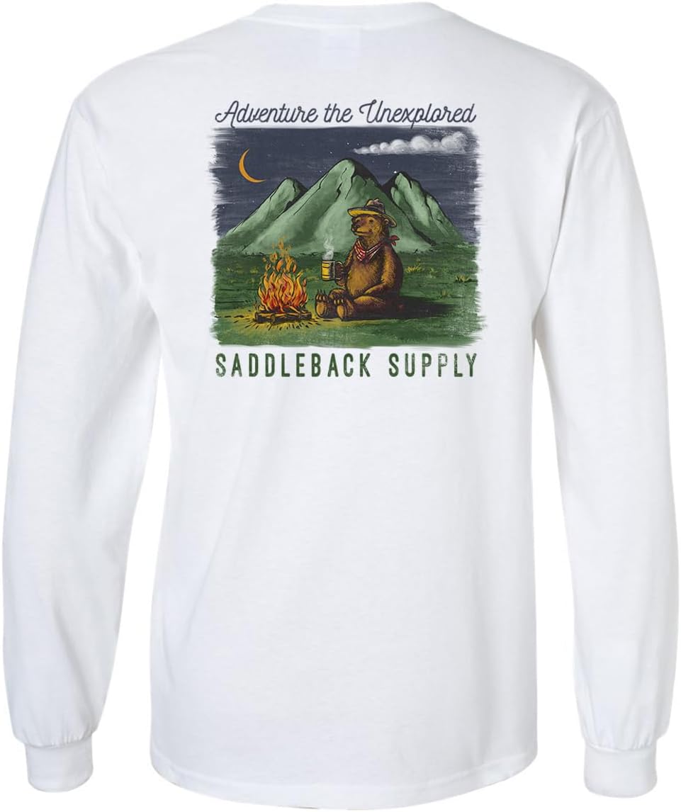 Saddleback Supply Men's Camping Bear Logo Long Sleeve Tees