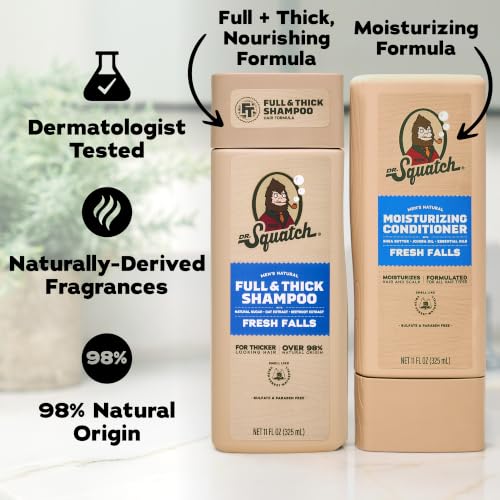 Dr. Squatch Full + Thick Men's Shampoo and Conditioner Set - For Fuller, Thicker-Looking Hair - Natural Shampoo and Conditioner for Men - Fresh Falls (11 fl oz, 2-Pack) - image 4