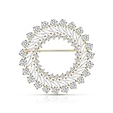 □ Mode Große Zirkonia-Kristall Runde Kreis Brosche Frauen Hochzeit Brautschmuck Kragen Brosche und Brosche