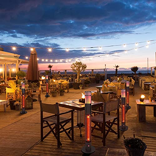 Star Patio Outdoor Freestanding Electric Patio Heater with LED Flame Light, Column Outdoor Heater Suitable as a Balcony Heater, Christmas Party Heater, Perfect for Outdoor Decoration, 1588-RDMF - Thumbnail 6