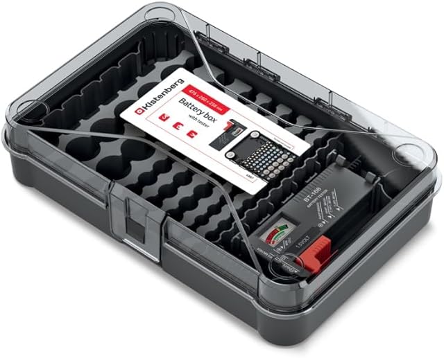 Kistenberg Battery Box KBBT Organizer na Baterie z Wyjmowanym Testerem Baterii