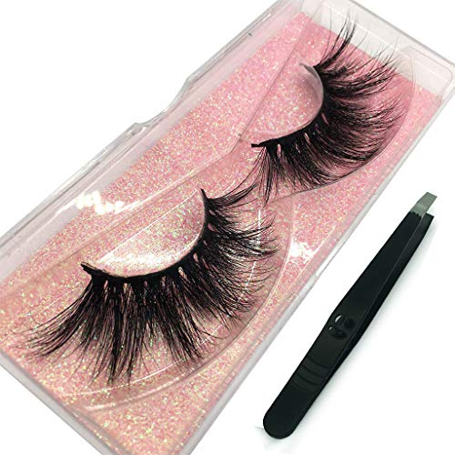 Goo Goo 3D Mink Eyelashes Fake Eyelashes, 25Mm Dramatic Long Siberian Mink Eyelashes Natural Layered Effect Hand Made Strips Eyelashes Reusable Make Up Real False Eyelashes 1 Pair #TOP4