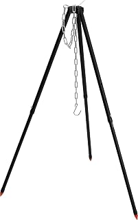 C.A.O. Verstellbares Dreibein für Lagerfeuer, aus eloxiertem Aluminium/Chrom – Länge 58 cm (zusammengeklappt) – Breite 9 cm (zusammengeklappt) – Höhe 8,5 cm (zusammengeklappt)