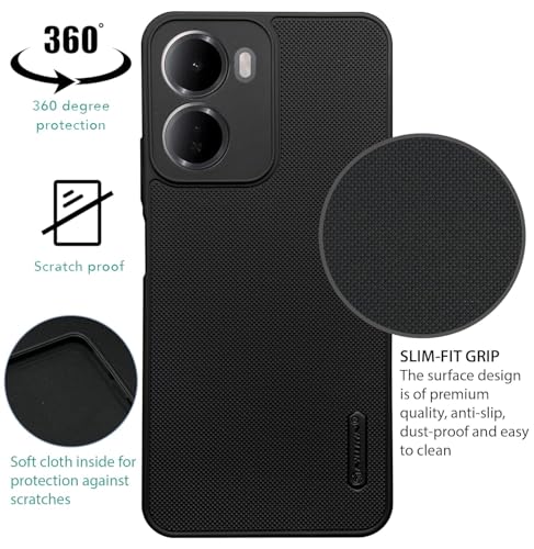 Image of Back Cover for Redmi 15A 5G, Super Frosted Raised Camera Protect | Textured Grip Design | Ultra-Soft Dotted Slim-Fit Design | Microfiber Cloth Inside | (Black)