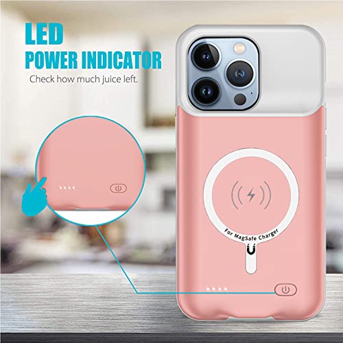Battery Case For Iphone 13 Pro Max, 8500Mah Ultra-Slim Rechargeable Portable Charger Case Extended Battery Pack Compatible With Iphone 13 Pro Max (6.7 Inch) Wireless Charging Case With Carplay-Pink #TOP2
