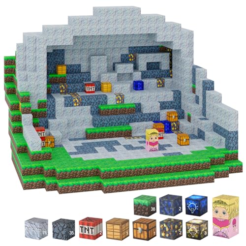 Silvadom Geheime Höhle Set mit 165 Teilen I Magisches Magnetspielzeug Kinder ab 3 Jahre I magnetische Bausteine & Magnetic Tiles I Pixel Blocks & Magnetic Toys I Magnet Bausteine für Kinder entdecken
