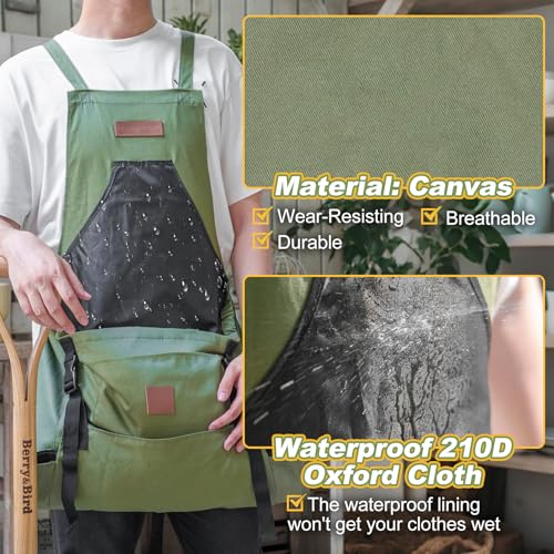Berry&Bird Harvest Apron, Waterproof Canvas Apron for Men & Women(Green) by Berry&Bird - Image 5