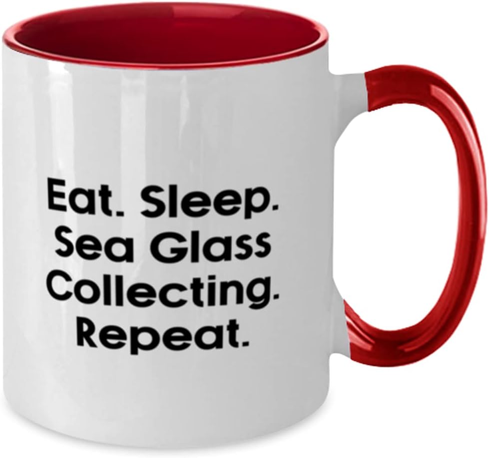 Unique Sea Glass Collecting Two Tone 11oz Mug, Eat, Gifts For Men Women, Present From Friends, Cup For Sea Glass Collecting, Sea glass jewelry, Gifts for sea glass collectors, Unique sea glass