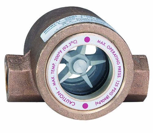 Dwyer Midwest Series SFI-300 Sight Flow Indicator, Double Window, Bronze Body, ABS Impeller, 1 Female NPT Connections, 4.375 Length x 3.125 Depth x 2.563 Height