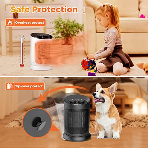 Space Heater With Thermostat Oscillating Small Portable Heater For Indoor Use,1500W Ptc Fast Heating Ceramic Electric Heater With 3 Modes, Safety, Quiet Heater For Bedroom, Office & Indoors #TOP2