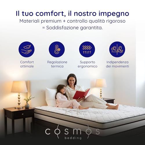 Cosmos Materasso Memory Matrimoniale 160X200 Cm - Gamma - Altezza 30 Cm, Memory Foam E Blue Latex, Supporto Rigido, Elevata Indipendenza Di Movimento, Reversibile, Ipoallergenico, Produzione Europea - 8