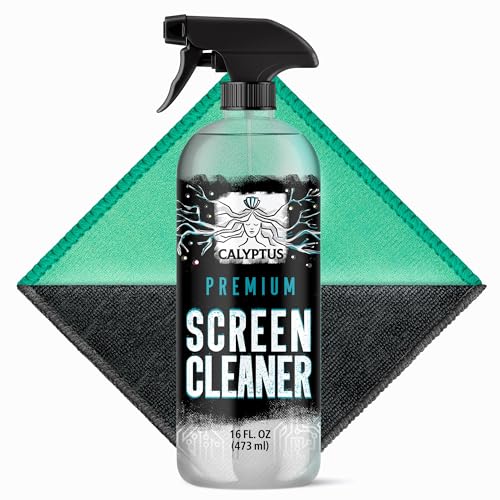 Screen Cleaner Spray Kit for Large Screens | 16 Ounce Sprayer Bottle + (2X) Jumbo Microfiber Cleaning Cloths | TV, Laptop, Computer Monitor, Phone, iPad, MacBook, iPhone, Digital Electronics Cleaner
