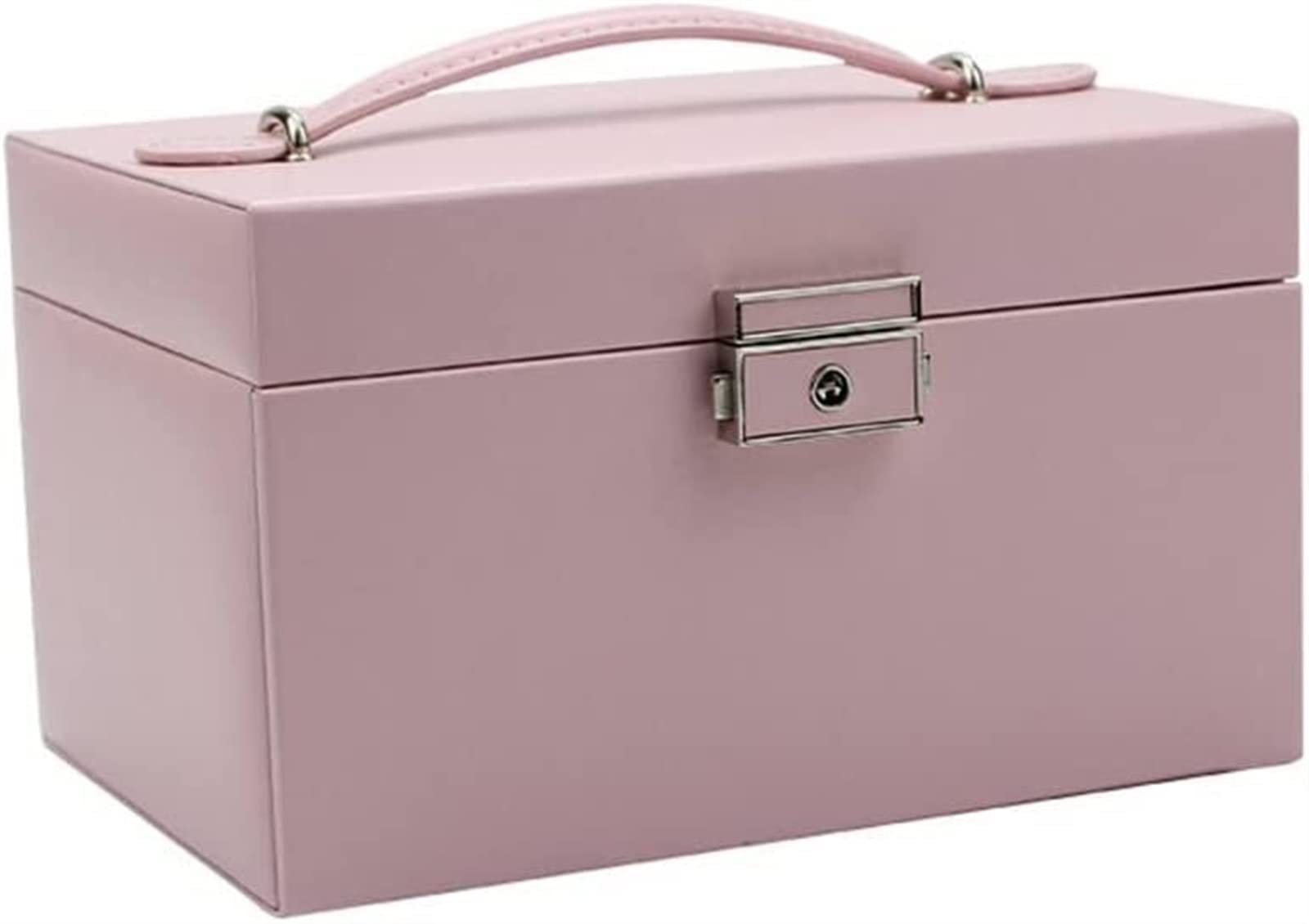 Caja de Almacenamiento de Joyas con Espejo para Damas, Caja de Almacenamiento de Cuero PU, Caja de exhibición para aretes, Anillos, Collares y Cerradura
