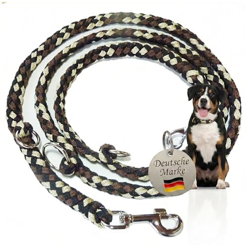 Julius-K9 216GM-2 Color & Gray gumierte Leine, 20 mm x 2 m ohne Schlaufe, maximal für 50 kg Hunde, schwarz-grau 5 Activity4Dogs Hundeleine geflochten 3-Fach verstellbar 2m lang für große Hunde (braun-schwarz-weiß) Made in Germany