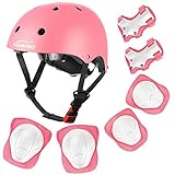 KAMUGO Kids Adjustable Helmet, with Sports Protective Gear Set Knee Elbow Wrist Pads for Toddler Age...