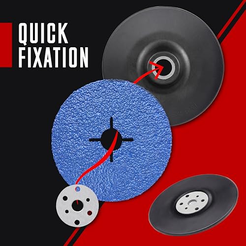 Zirconia Resin Fiber Sanding and Grinding Discs for Angle Grinder, 4-1/2” x 7/8”, 60 Grit, 25-Pack + Backing Pad + Lock Nut by Pilim - Used condition - Image 5