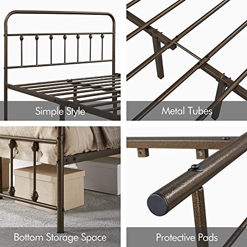 image for Yaheetech Classic Metal Platform Bed Frame Mattress Foundation with Vi