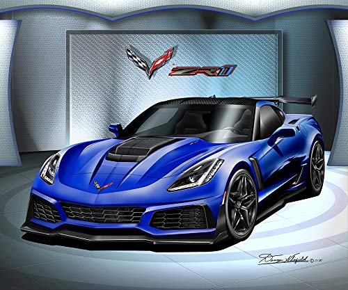 Amazon.com: 2019 Corvette ZR1- Admiral Blue-Fine Art Print by