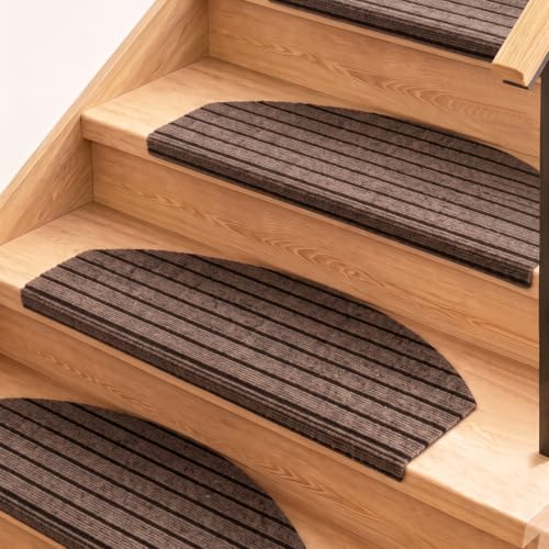15 Stück Treppenstufen Matten Halbrund für Holztreppen 60 x 24 cm, Braun