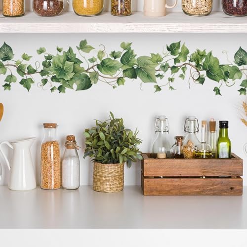 4 Pcs Green Leafy Vine Wall Stickers, sacinora Green