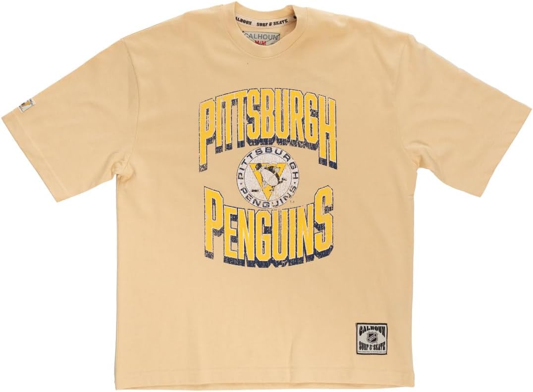 Calhoun NHL Surf & Skate Mens Garment Dyed Vintage Boxy Fit Oversized Soft Retro T-Shirt