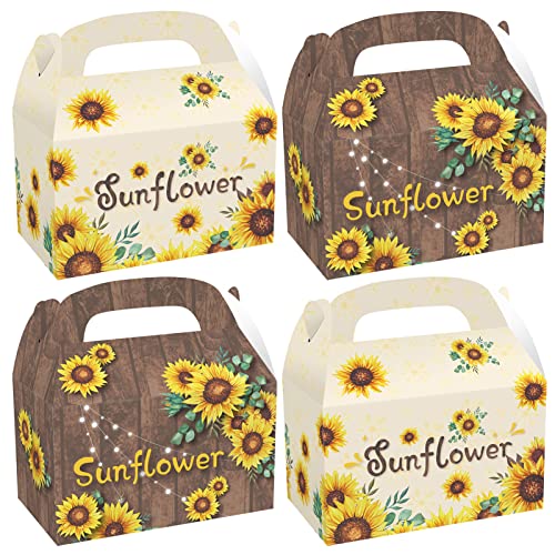 Cieovo 24 Pack Sunflower Party Favor Treat Boxes Sunflower Goodie Candy Treat Present Boxes Recycled Party Favor Boxes for